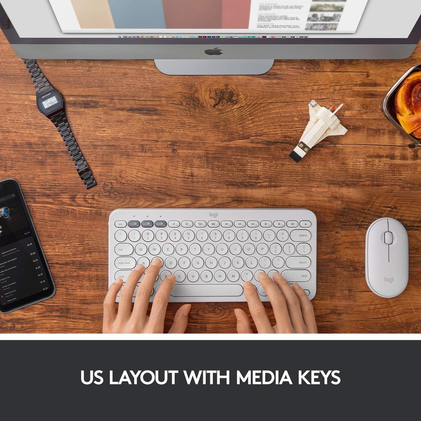 Logitech K380 Multi-Device Wireless Bluetooth Keyboard for Mac - Off White