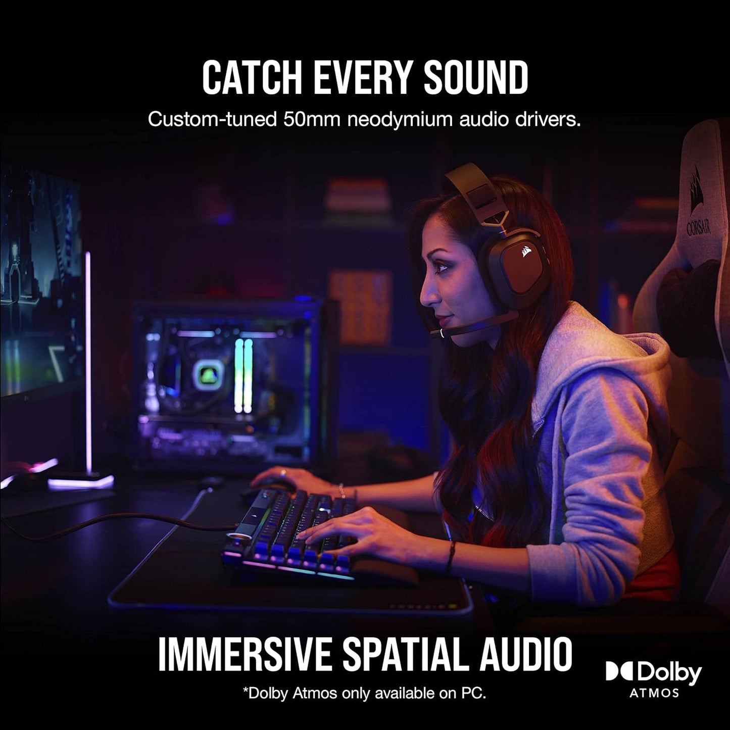 CORSAIR HS80 RGB Wireless Premium Gaming Headset- Carbon