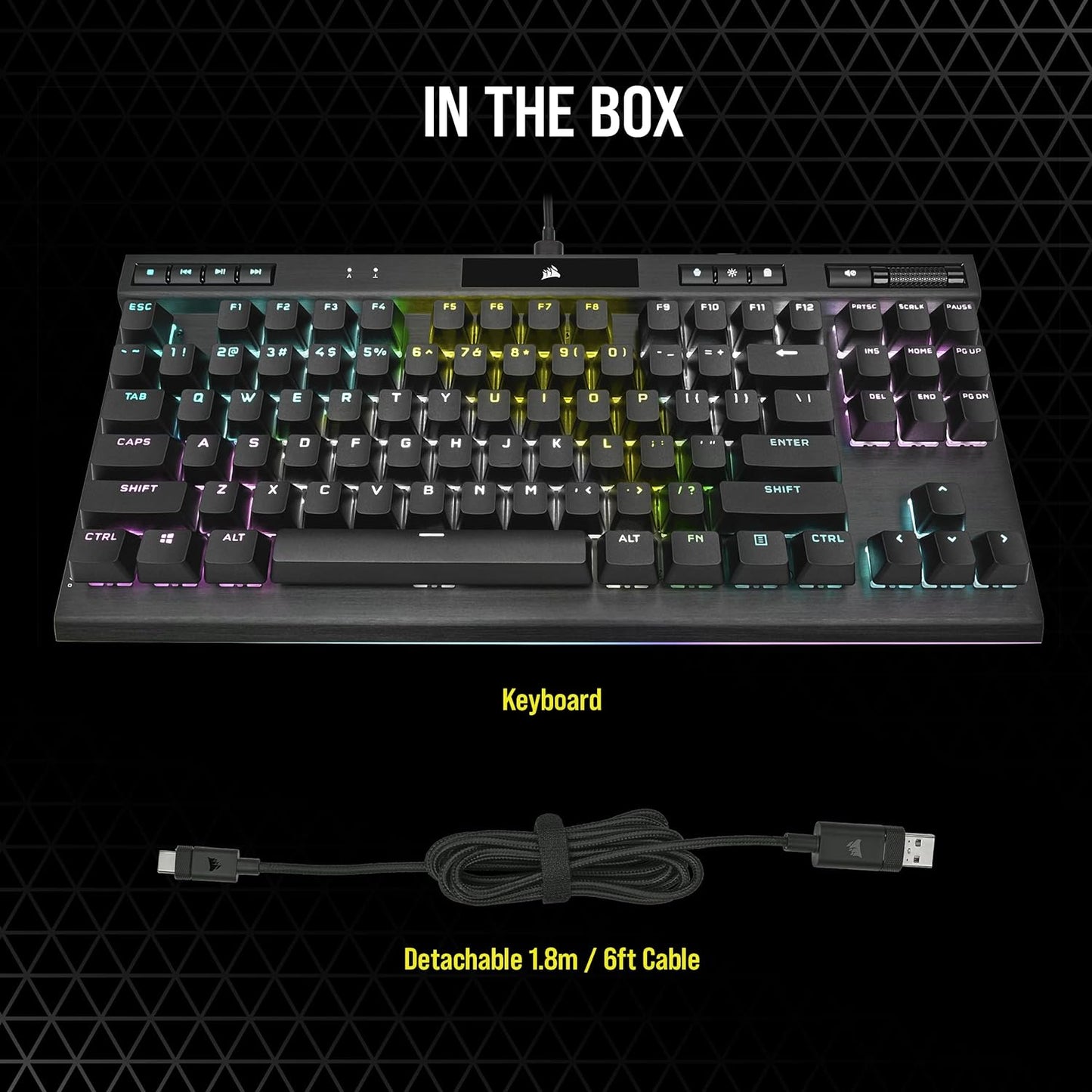 Corsair K70 RGB TKL CHAMPION SERIES Tenkeyless Optical-Mechanical Gaming Keyboard in Black