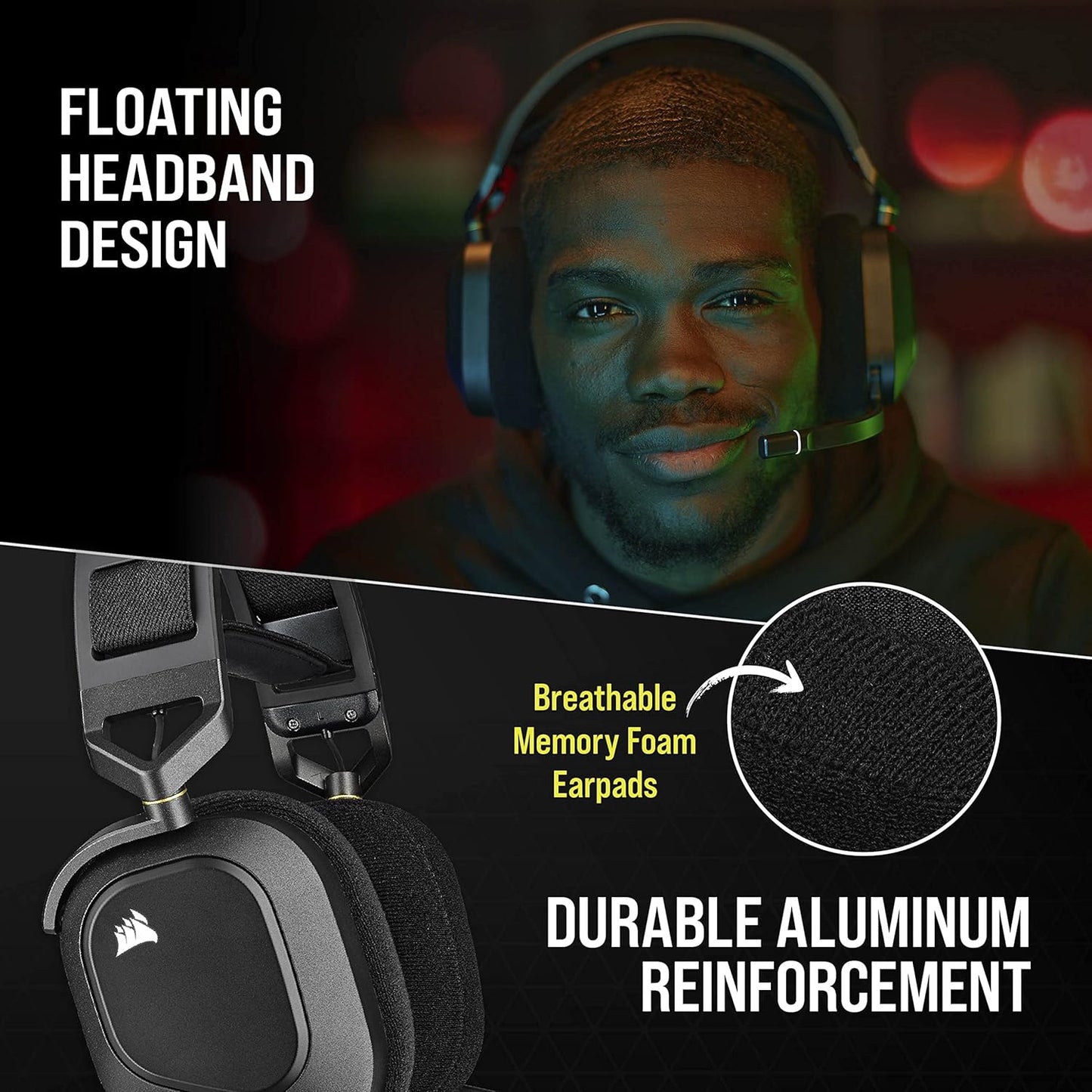 CORSAIR HS80 RGB Wireless Premium Gaming Headset- Carbon