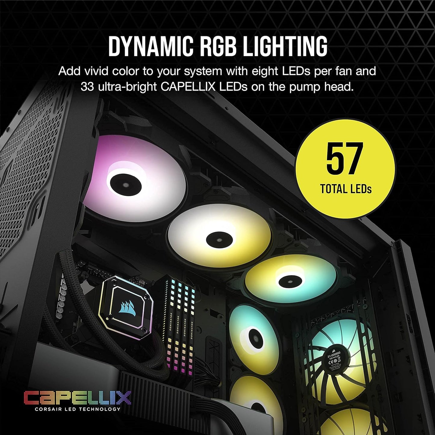 H170i ELITE CAPELLIX Liquid CPU Cooler - 33 Dynamic RGB LEDs - 140mm Fans - 420mm Radiator - COMMANDER CORE Smart Lighting Controller - CORSAIR iCUE Software Compatible - Zero RPM Fan