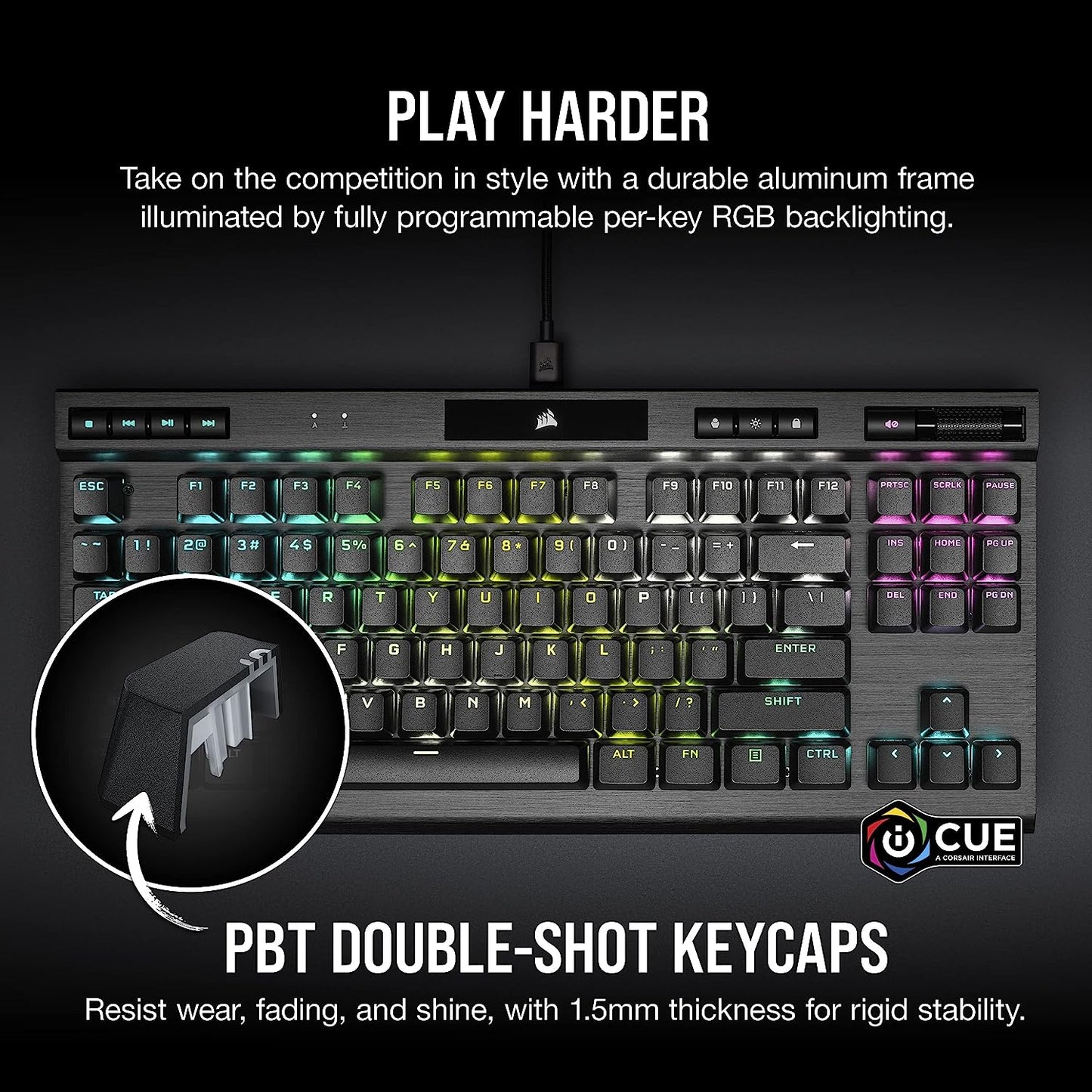 Corsair K70 RGB TKL CHAMPION SERIES Tenkeyless Optical-Mechanical Gaming Keyboard in Black