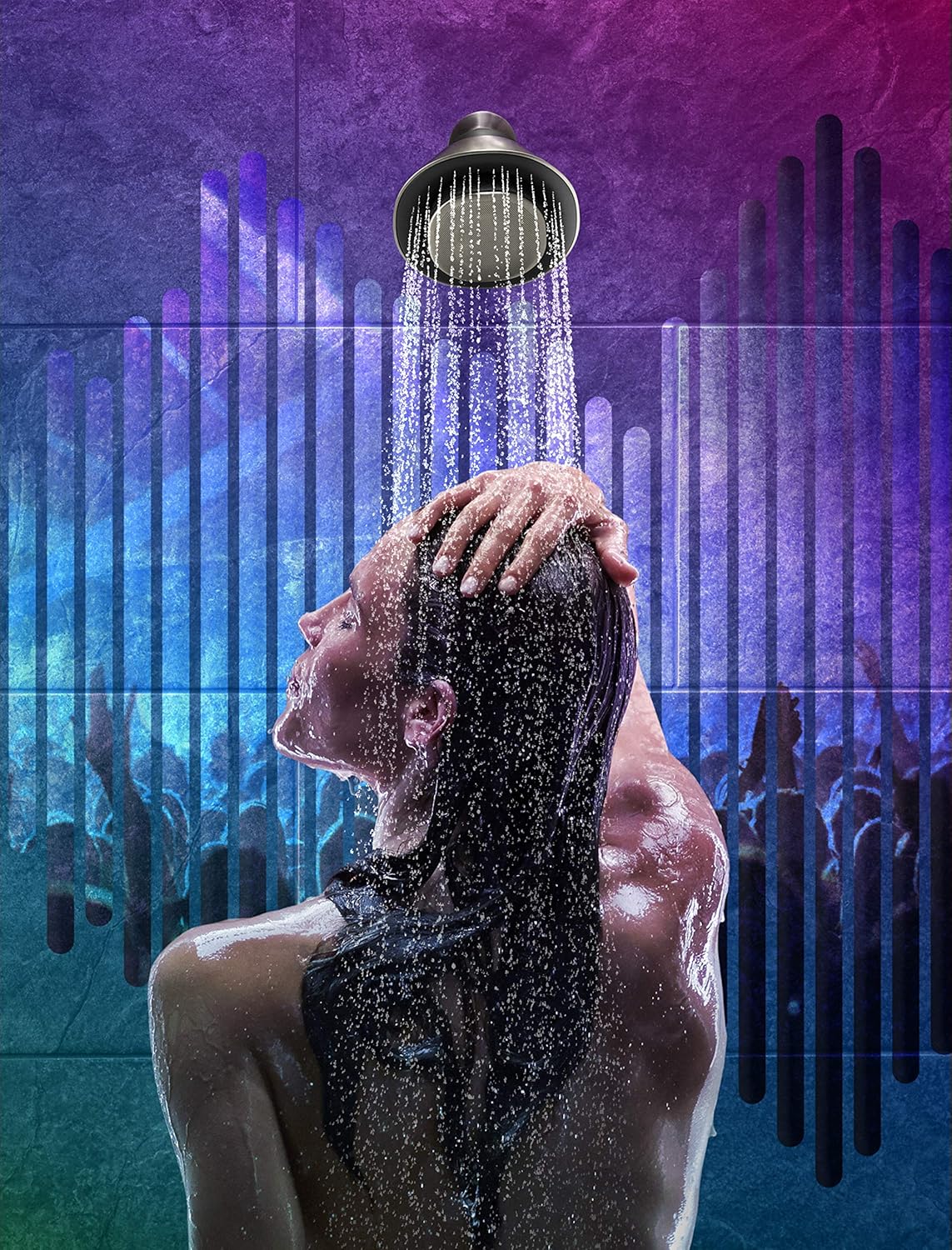 KOHLER MOXIE BLUETOOTH SHOWERHEAD, SHOWER SPEAKER, WATERPROOF SPEAKER, SHOWER RADIO, RECHARGEABLE SPEAKER, PORTABLE SPEAKER, 1.75 GPM, K-28238-GKE-BN, VIBRANT BRUSHED NICKEL