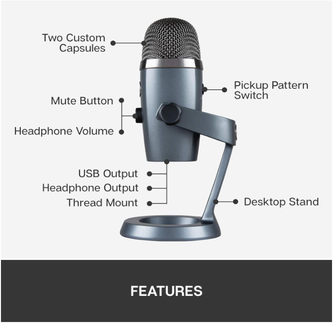 Logitech for Creators Blue Yeti Nano USB Microphone - Shadow Grey