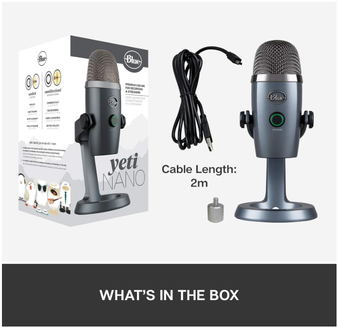 Logitech for Creators Blue Yeti Nano USB Microphone - Shadow Grey