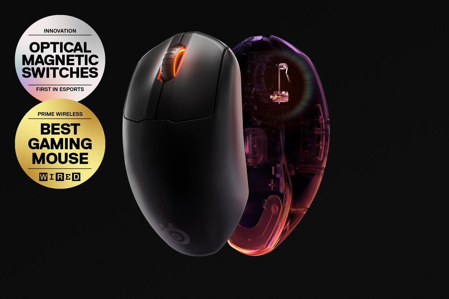 SteelSeries Esports Wireless FPS Gaming Mouse - Ultra Lightweight, Prime Programmable, 18K CPI Sensor, Magnetic Optical Switches, PC/Mac, Black