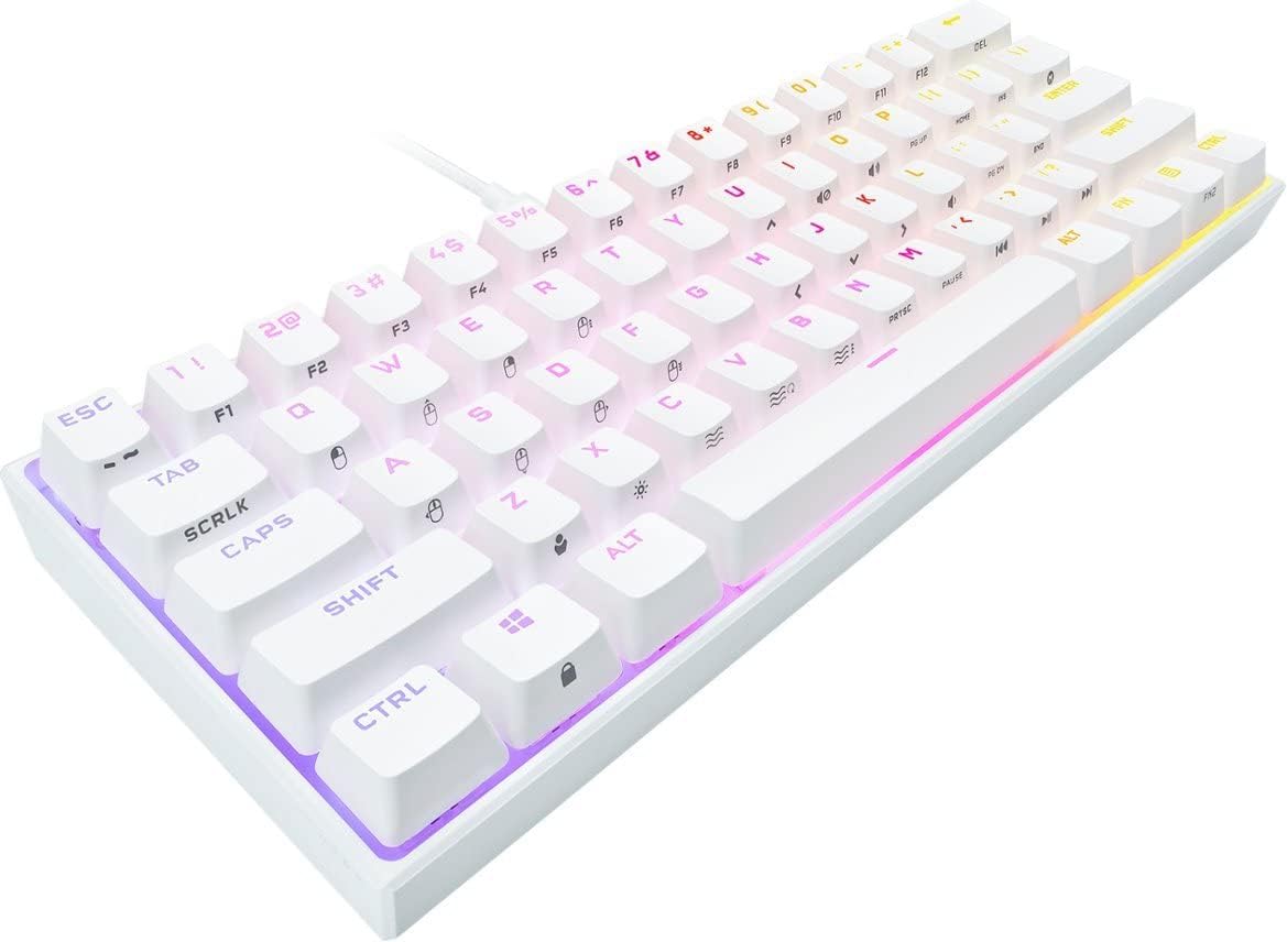 Corsair - K65 RGB Mini Wired 60% Mechanical Keyboard in White