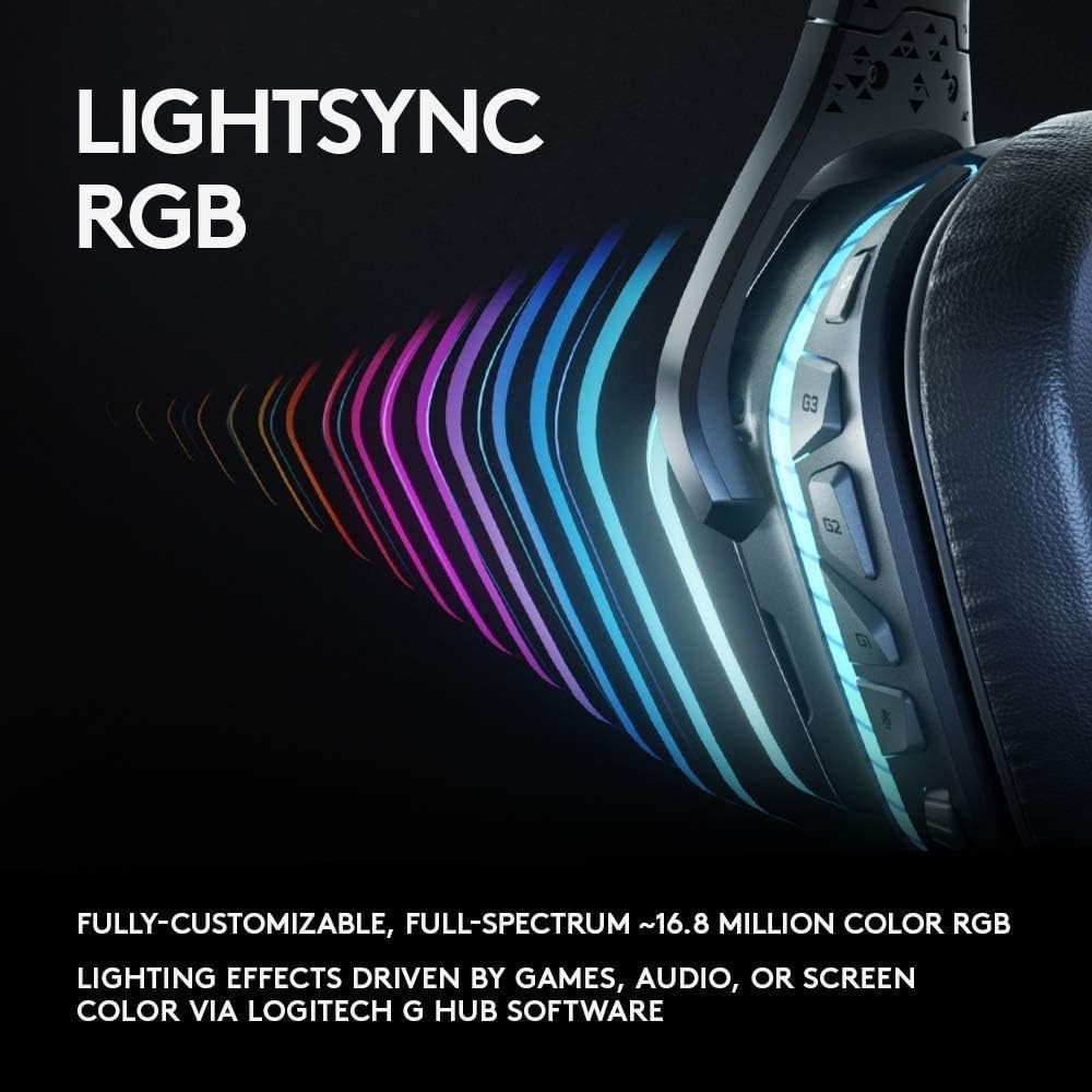 Logitech G935 Wireless LIGHTSYNC RGB PC Gaming Headset - Black, Blue