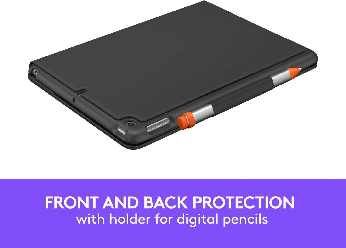Logitech IPad (7th, 8th and 9th Generation) Keyboard Case Slim Folio with Integrated Wireless Keyboard (Graphite)