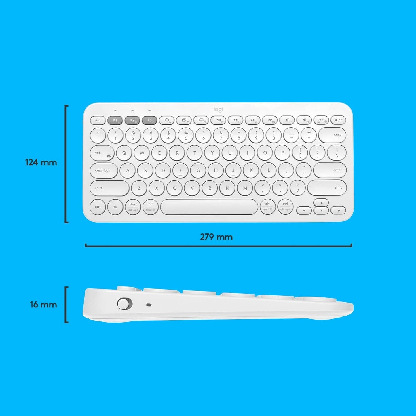 Logitech K380 Pebble Wireless Multi-Device Keyboard for Apple iOS, Apple TV android or Chrome, Bluetooth, Compact Space-Saving Design, PC/Mac/Laptop/Smartphone/Tablet - Off White