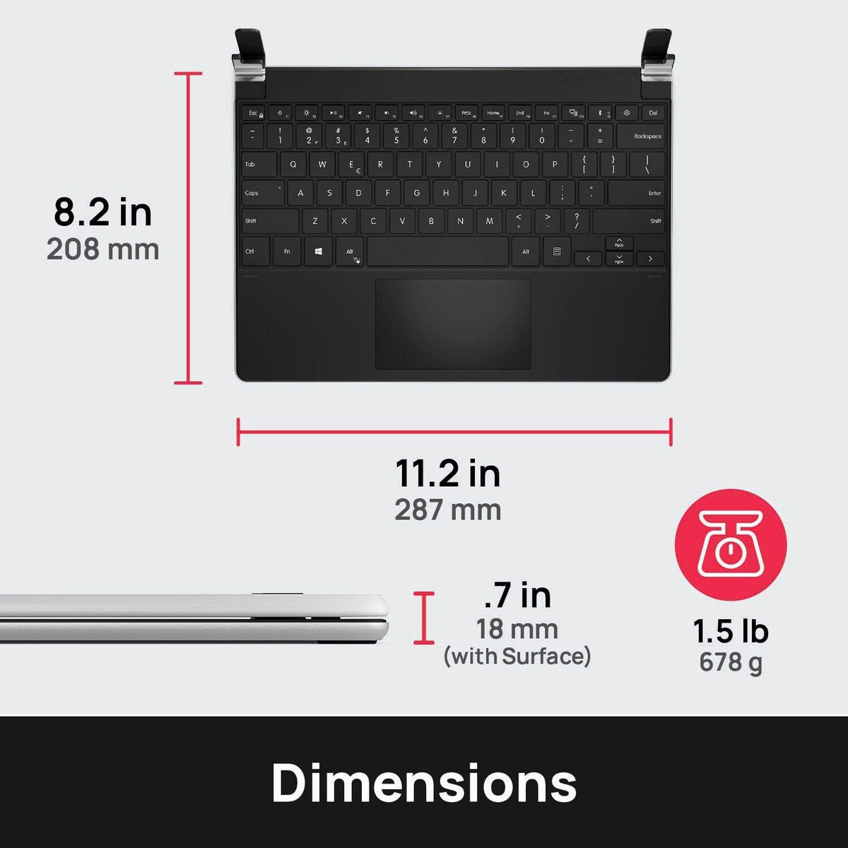 Brydge SPX+ Wireless Keyboard with Precision Touchpad (Platinum ...