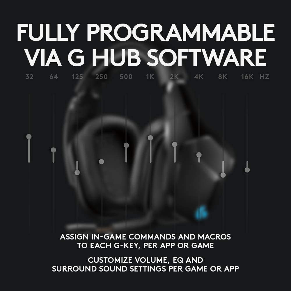 Logitech G935 Wireless LIGHTSYNC RGB PC Gaming Headset - Black, Blue
