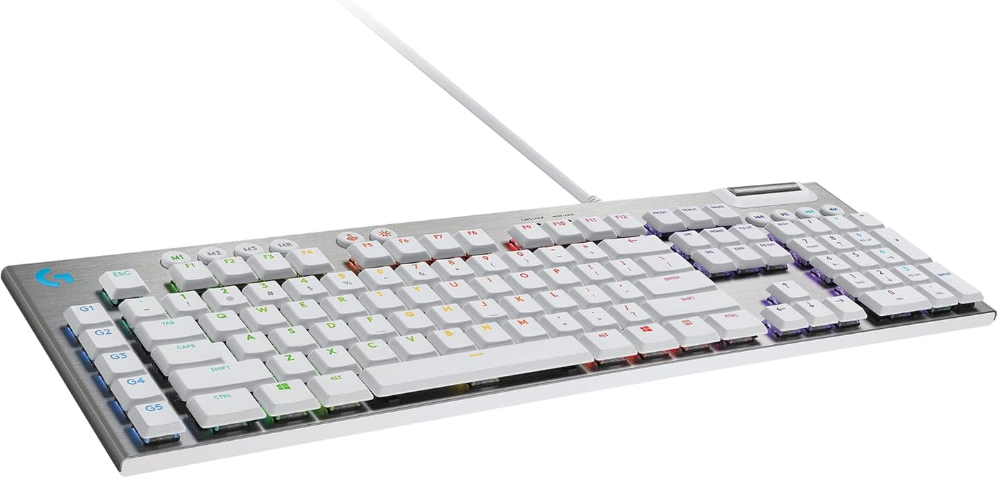 Logitech G815 LIGHTSYNC RGB Mechanical Gaming Keyboard with Low Profile GL Tactile Key Switch, 5 programmable G-Keys,USB Passthrough, Dedicated Media Control, Black and White colorways
