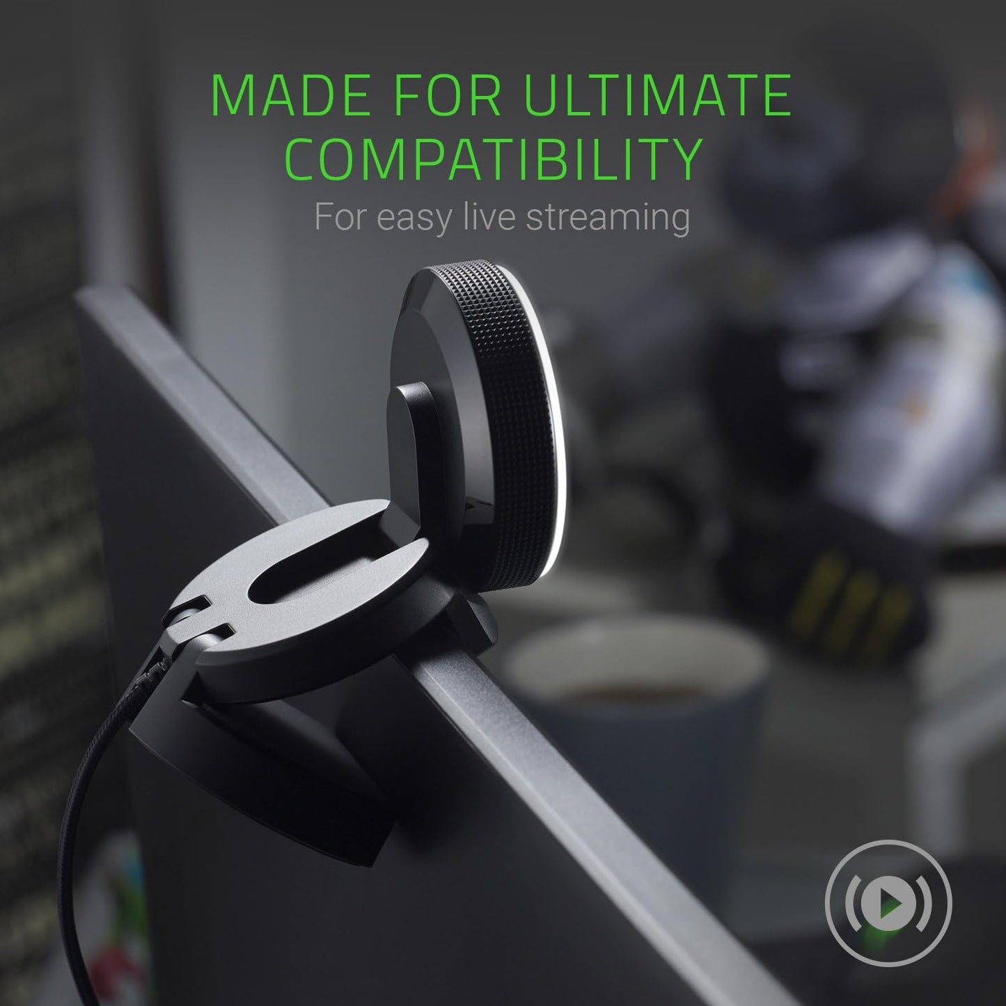 Webcam Web Cam Razer Kiyo Autofocus Ring Light Computer Online Streaming Webcam w/Mic