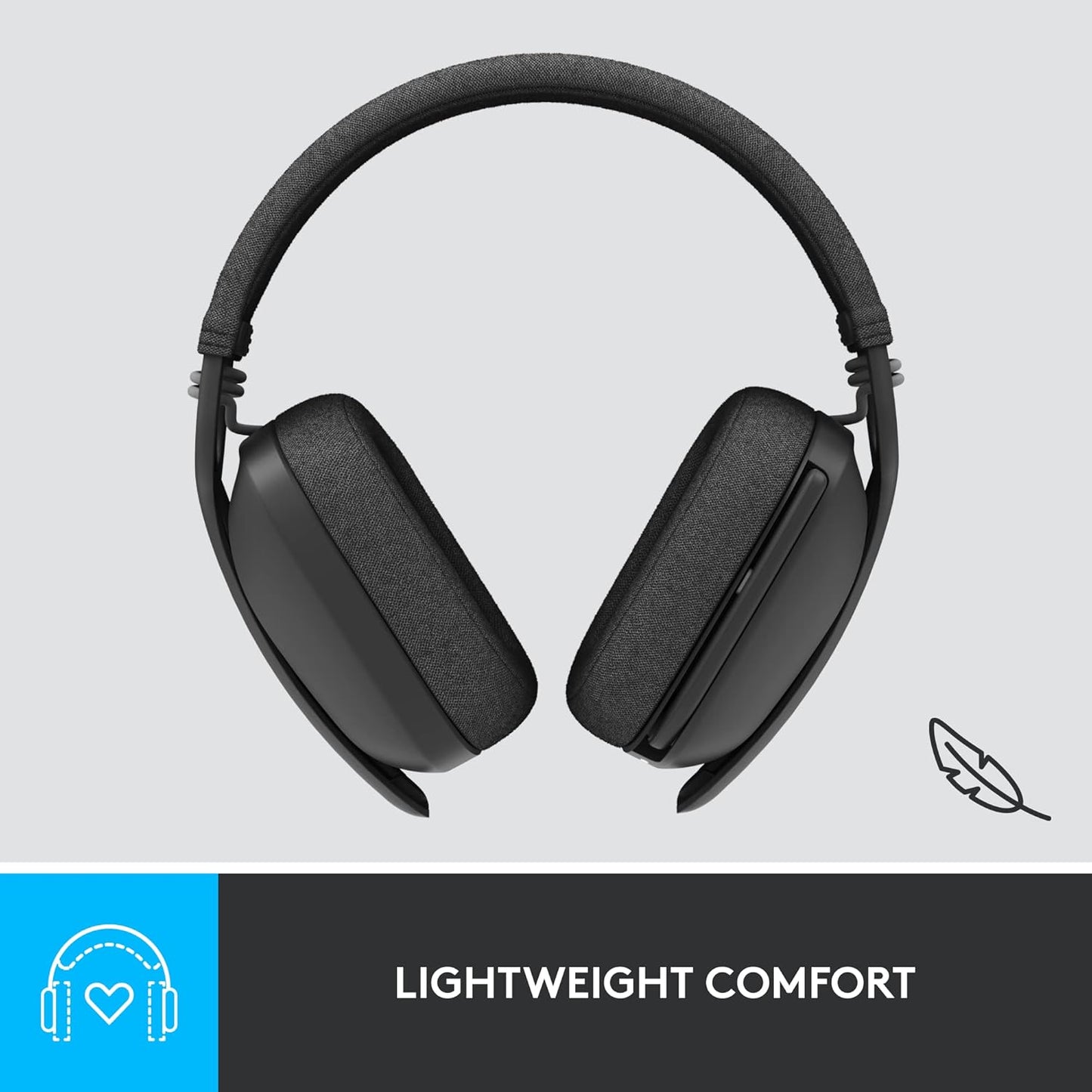 Logitech Zone Vibe 125 Wireless Headphones with Noise-Canceling Microphone, Bluetooth, USB-A Receiver; Works with Zoom, Google Voice, Google Meet, Mac/PC - Graphite