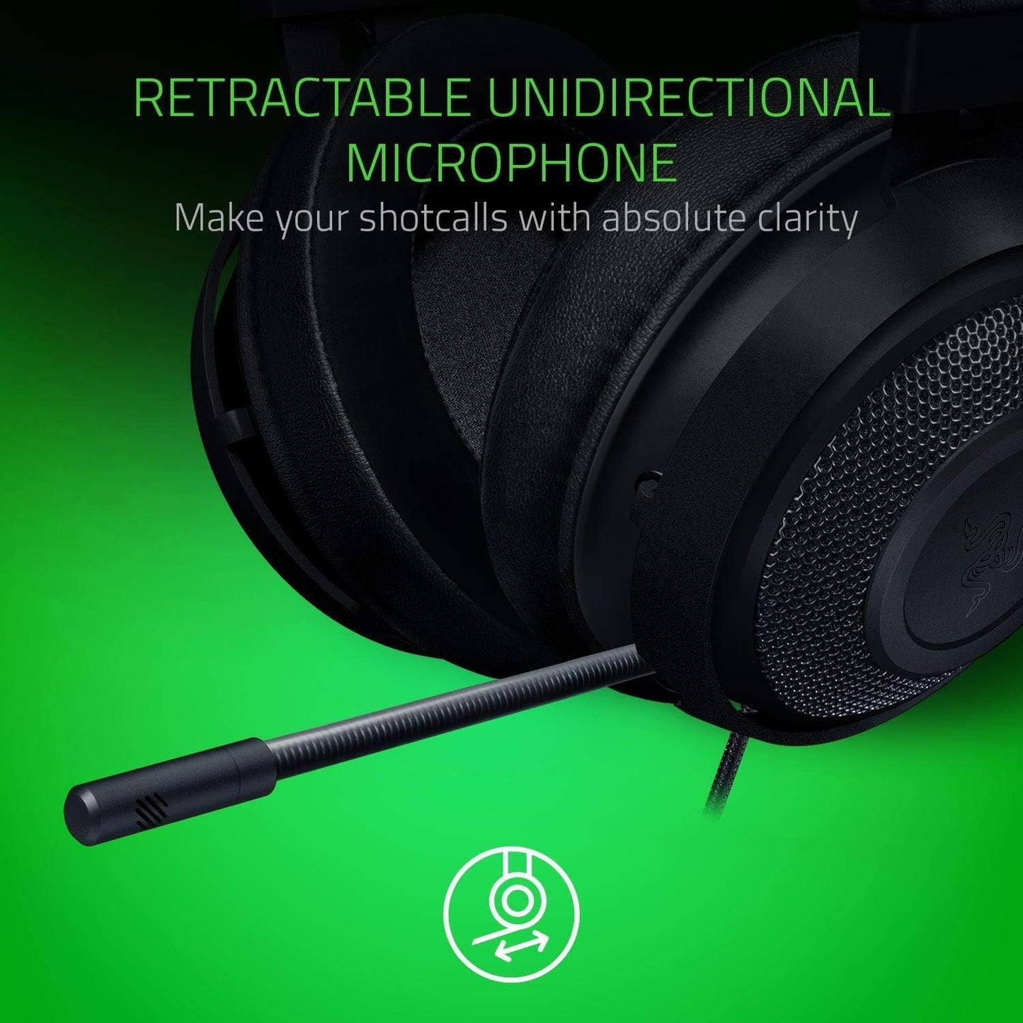 Razer Kraken - Cross-Platform Wired Gaming Headset (Custom Tuned 50 mm Drivers, Unidirectional Microphone, 3.5 mm Cable with in-line Controls, Cross Platform Compatible) Black