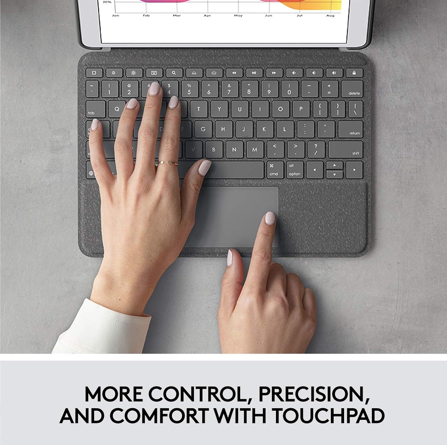 Logitech Combo Touch for iPad (7th, 8th 9th Generation) Keyboard case with trackpad, Kickstand, Wireless Keyboard, Smart Connector Technology - Graphite