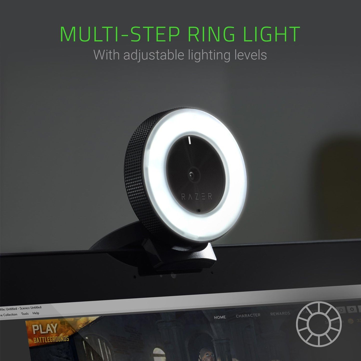 Webcam Web Cam Razer Kiyo Autofocus Ring Light Computer Online Streaming Webcam w/Mic