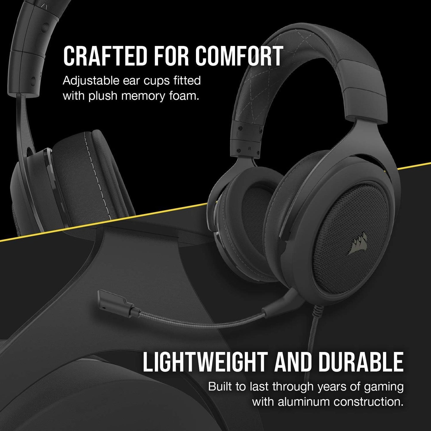 Corsair HS60 Pro – 7.1 Virtual Surround Sound PC Gaming Headset w/USB DAC - Discord Certified Headphones – Compatible with Xbox One, PS4, and Nintendo Switch – Carbon