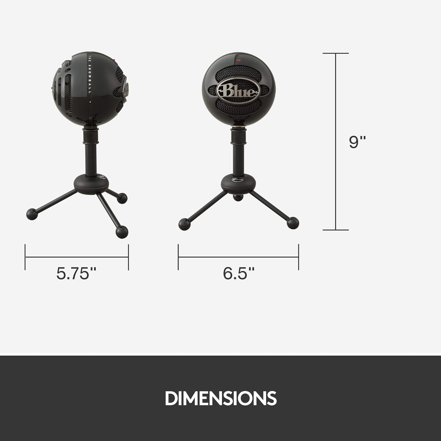 Blue Snowball USB Microphone for PC, Mac, Gaming, Recording, Streaming, Podcasting, Condenser Mic with Cardioid and Omnidirectional Pickup Patterns, Stylish Retro Design – Black