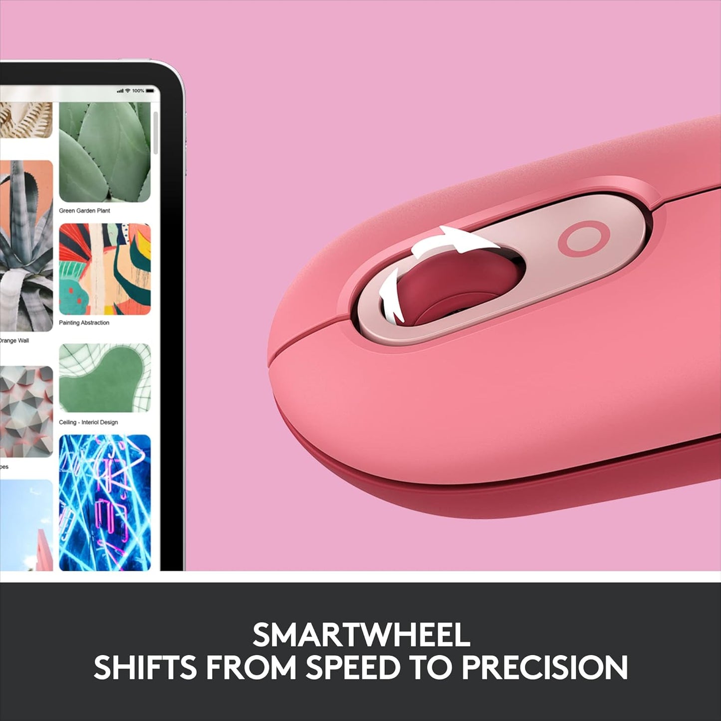 Logitech POP Mouse, Wireless Mouse with Customizable Emojis, SilentTouch Technology, Precision/Speed Scroll, Compact Design, Bluetooth, Multi-Device, OS Compatible - Heartbreaker Rose