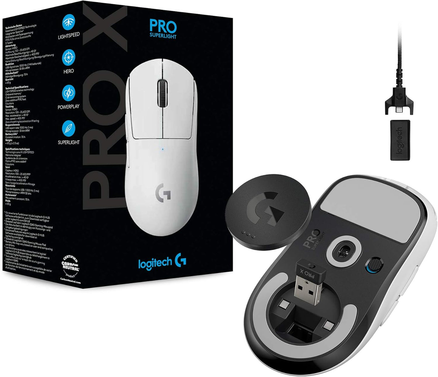 Logitech G PRO X SUPERLIGHT Wireless Gaming Mouse- White