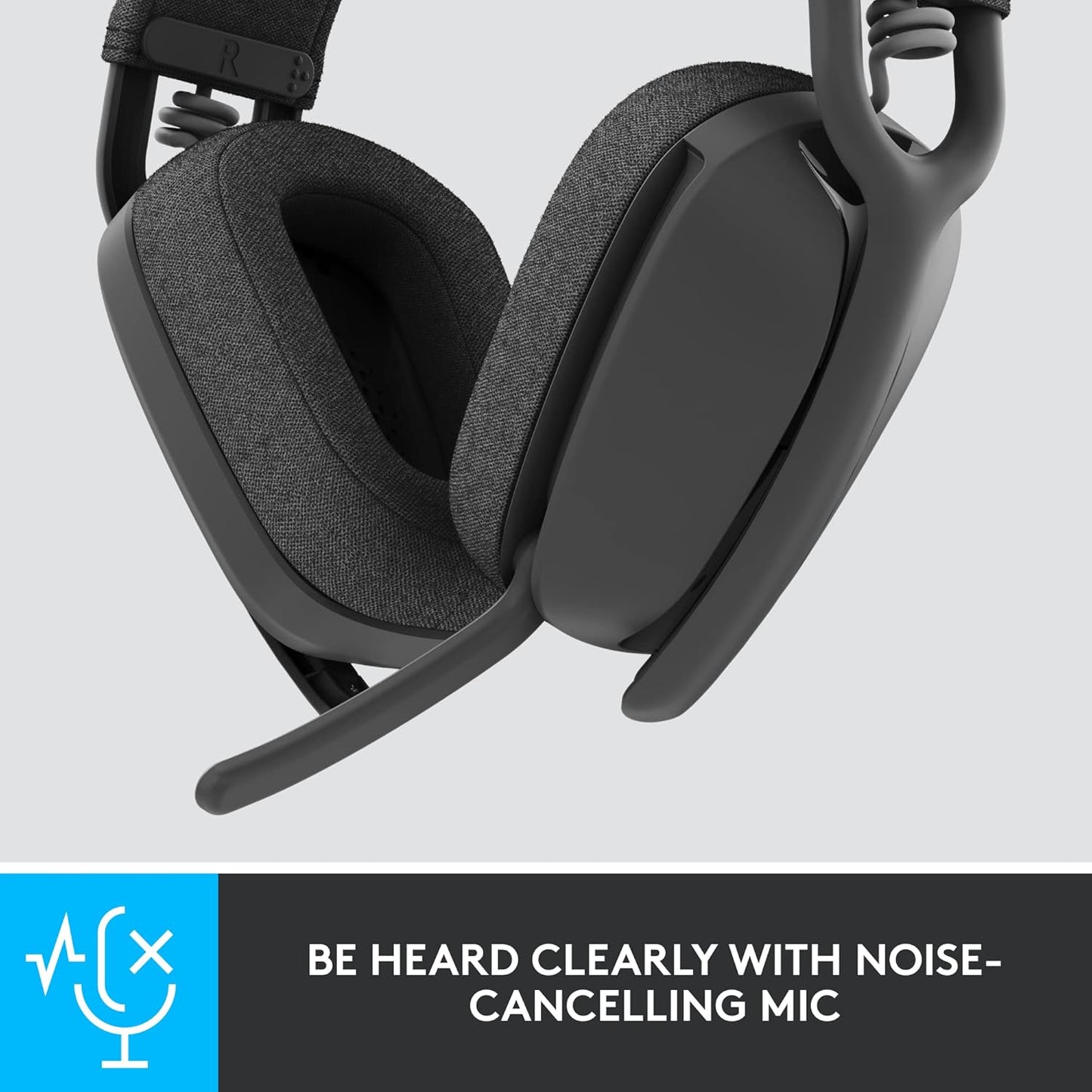 Logitech Zone Vibe 125 Wireless Headphones with Noise-Canceling Microphone, Bluetooth, USB-A Receiver; Works with Zoom, Google Voice, Google Meet, Mac/PC - Graphite