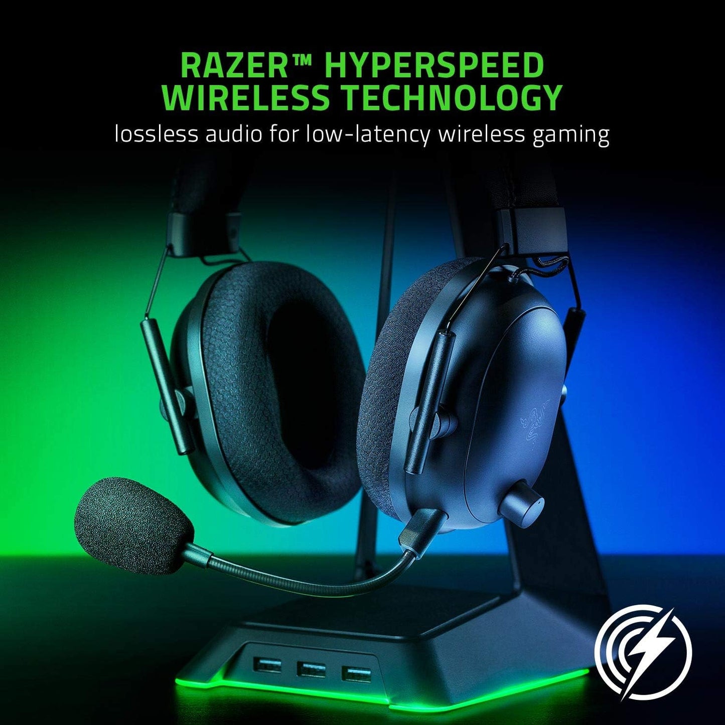 Razer Blackshark V2 Pro Over-Ear Wireless Gaming Headset with Detachable Mic, Black