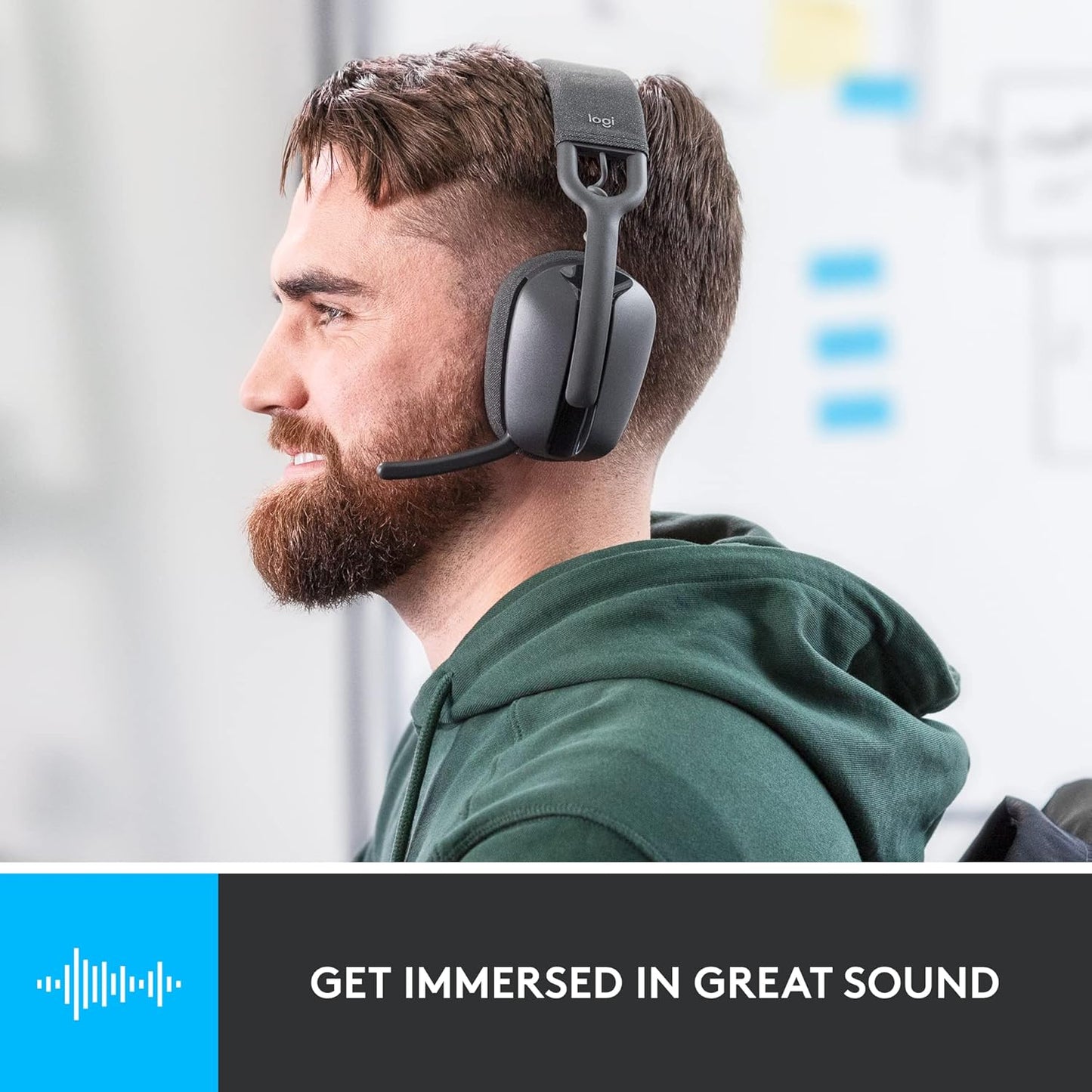 Logitech Zone Vibe 125 Wireless Headphones with Noise-Canceling Microphone, Bluetooth, USB-A Receiver; Works with Zoom, Google Voice, Google Meet, Mac/PC - Graphite