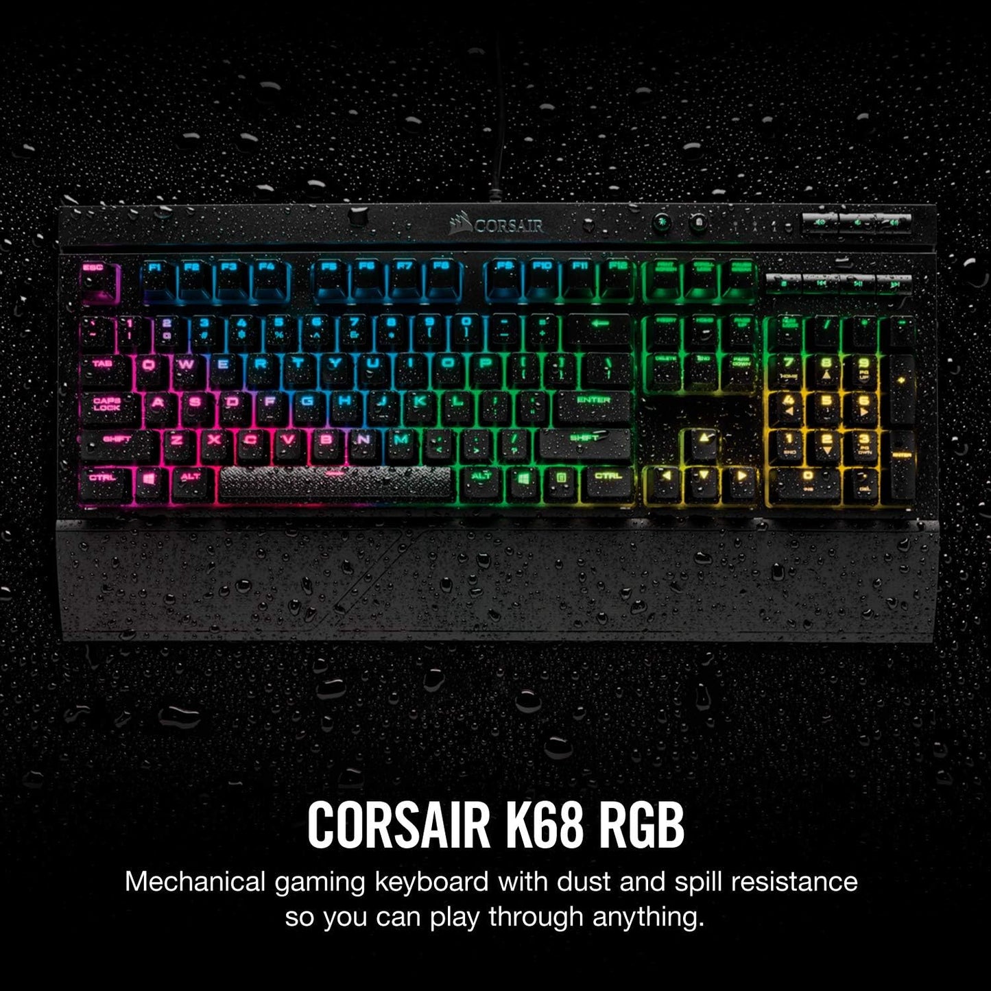 Corsair - K68 RGB Mechanical Gaming Keyboard RGB Backlit Cherry MX Red Switch - Black