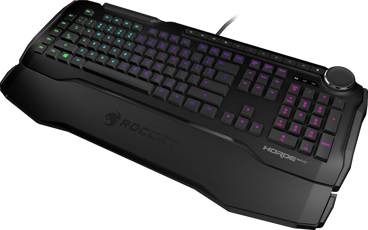 ROCCAT Horde Aimo - Membranical RGB Gaming Keyboard, Aimo LED Illumination, Improved Island Key Layout, Quick-Fire Macro Keys, Configurable Tuning Wheel, USB, Black