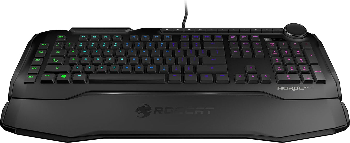 ROCCAT Horde Aimo - Membranical RGB Gaming Keyboard, Aimo LED Illumination, Improved Island Key Layout, Quick-Fire Macro Keys, Configurable Tuning Wheel, USB, Black