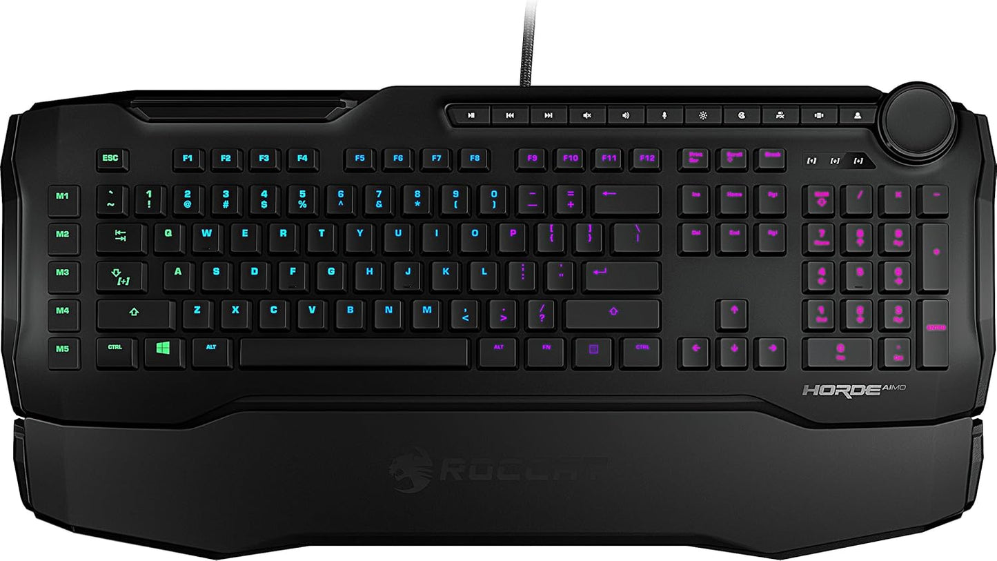 ROCCAT Horde Aimo - Membranical RGB Gaming Keyboard, Aimo LED Illumination, Improved Island Key Layout, Quick-Fire Macro Keys, Configurable Tuning Wheel, USB, Black