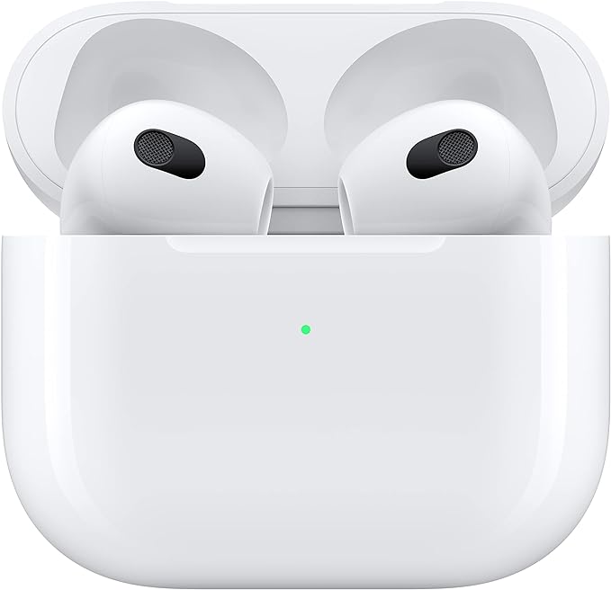 Apple AirPods (3rd Generation) Wireless Ear Buds, Bluetooth Headphones, Personalized Spatial Audio, Sweat and Water Resistant, Lightning Charging Case Included, Up to 30 Hours of Battery Life