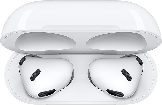 Apple AirPods (3rd Generation) Wireless Ear Buds, Bluetooth Headphones, Personalized Spatial Audio, Sweat and Water Resistant, Lightning Charging Case Included, Up to 30 Hours of Battery Life
