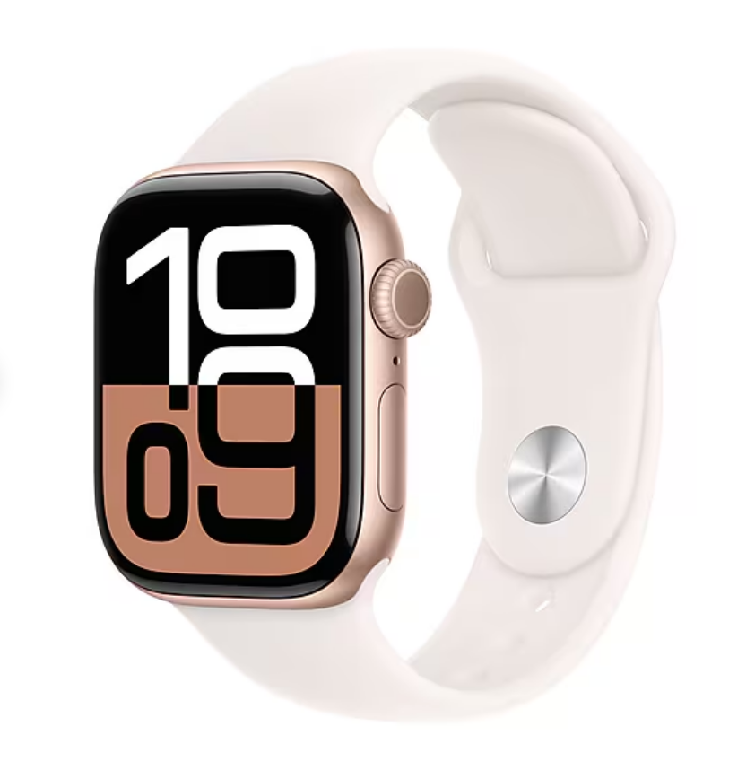 Apple Watch Series 10 [GPS 42mm] Smartwatch with ROSE GOLD Aluminium Case with Light Blush Sport Band . Fitness Tracker, ECG App, Always-On Retina Display, Water Resistant