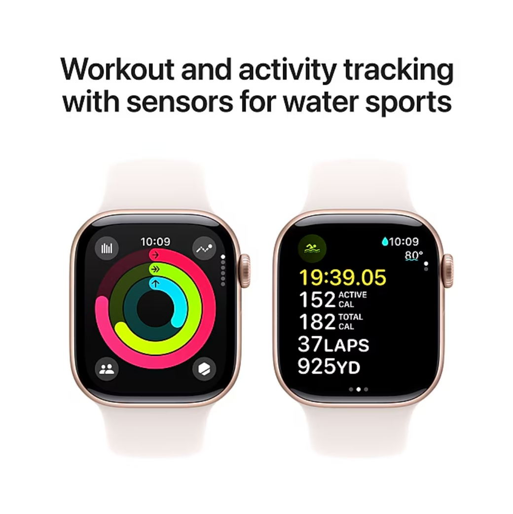 Apple Watch Series 10 [GPS 42mm] Smartwatch with ROSE GOLD Aluminium Case with Light Blush Sport Band . Fitness Tracker, ECG App, Always-On Retina Display, Water Resistant