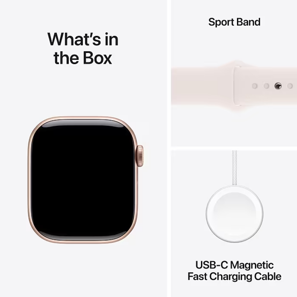 Apple Watch Series 10 [GPS 42mm] Smartwatch with ROSE GOLD Aluminium Case with Light Blush Sport Band . Fitness Tracker, ECG App, Always-On Retina Display, Water Resistant