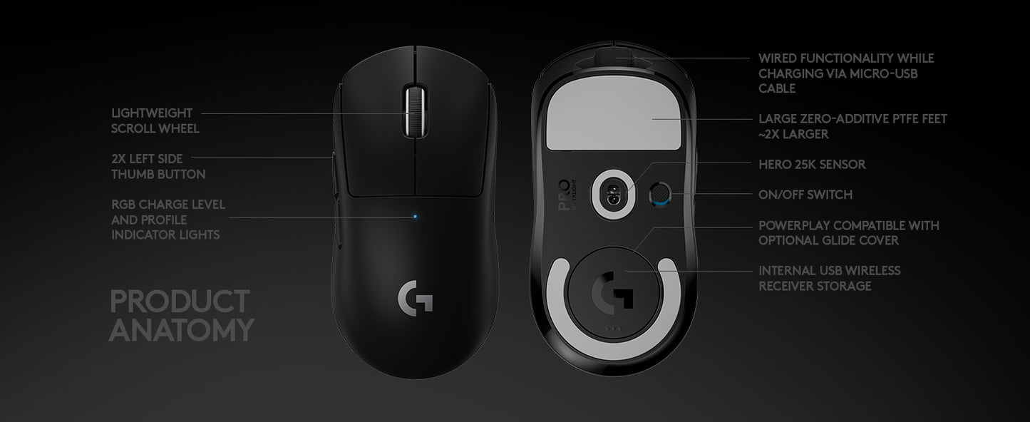 Logitech G PRO X SUPERLIGHT Wireless Gaming Mouse - Black